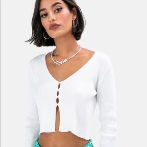 Long sleeve keyhole top